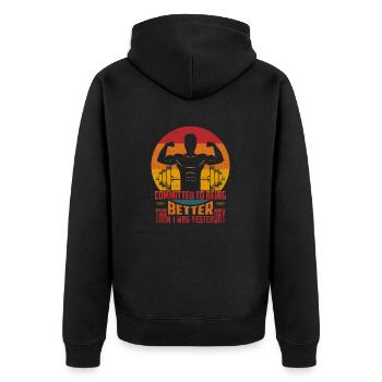 Committed To Being Better Weight Lifting Workout - Unisex Premium Organic Zip Hoodie - black - Back - Nico (187cm)