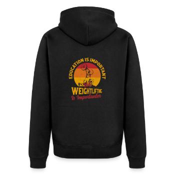 Education Is Important Workout Training Weight Lif - Unisex Premium Bio Zip Hoodie - Schwarz - Hinten - Nico (187cm)