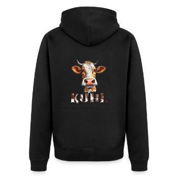 Lustiges Kuh, Spruch Kuhl, Bauern Land - Unisex Premium Bio Zip Hoodie - Schwarz - Hinten - Nico (187cm)