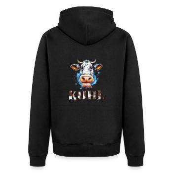 Lustiges Kuh, Spruch Kuhl, Bauern Land - Unisex Premium Bio Zip Hoodie - Schwarz - Hinten - Nico (187cm)