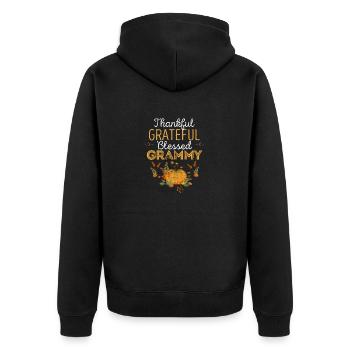 Dankbar Dankbar Gesegnet Grammy Kürbis - Unisex Premium Bio Zip Hoodie - Schwarz - Hinten - Nico (187cm)
