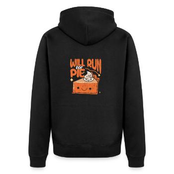 Will Run For Pie Funny Thanksgiving Day Kürbis - Unisex Premium Bio Zip Hoodie - Schwarz - Hinten - Nico (187cm)