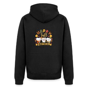 Happy Fall Brush Them All Dental Dentist Squad - Unisex Premium Bio Zip Hoodie - Schwarz - Hinten - Nico (187cm)
