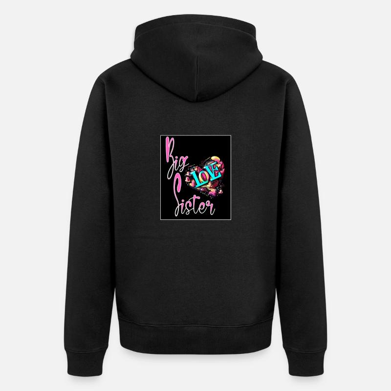 GROSSE SCHWESTER,T-SHIRT - Unisex Premium Bio Zip Hoodie - Schwarz