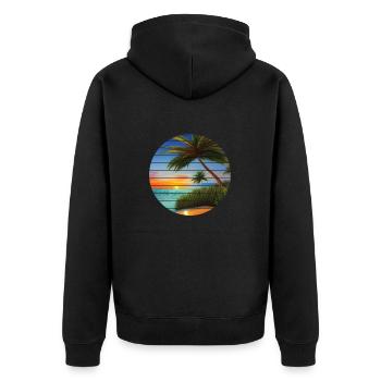 Summer Holiday Sun Palm Beach Palm Island - Unisex Premium Organic Zip Hoodie - black - Back - Nico (187cm)