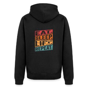 Eat. Sleep. Lift. Repeat. Workout Training Weight - Unisex Premium Organic Zip Hoodie - black - Back - Nico (187cm)