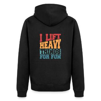 I Lift Heavy Things For Fun Weight Lifting Workout - Unisex Premium Bio Zip Hoodie - Schwarz - Hinten - Nico (187cm)