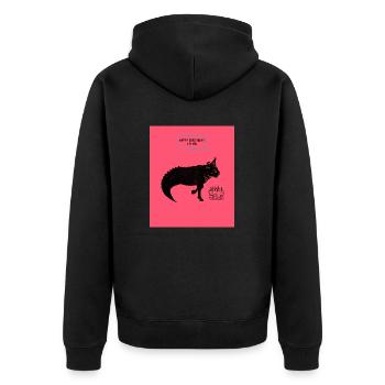 WAS ERWARTET MICH AN MEINEM GEBURTSTAG? - Unisex Premium Bio Zip Hoodie - Schwarz - Hinten - Nico (187cm)