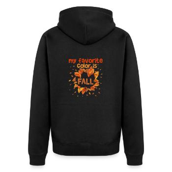 Meine Lieblingsfarbe ist Herbst Liebhaber lustig - Unisex Premium Bio Zip Hoodie - Schwarz - Hinten - Nico (187cm)