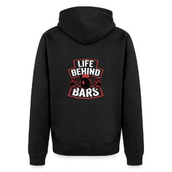 Life Behind Bars Weight Lifting Workout Training - Unisex Premium Organic Zip Hoodie - black - Back - Nico (187cm)