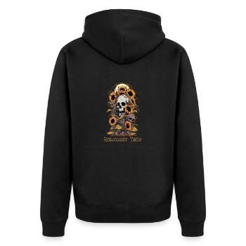 Lustiger Totenkopf Blumenliebhaber Rad Technologe Humor - Unisex Premium Bio Zip Hoodie - Schwarz - Hinten - Nico (187cm)