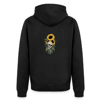 Rad Technology Sunflower Lover Cool Skull Floral - Unisex Premium Organic Zip Hoodie - black - Back - Nico (187cm)
