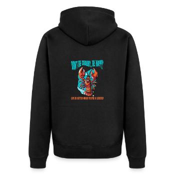 NE SOYEZ PAS CRABE, SOYEZ HEUREUX. LA VIE EST MEILLEURE HOMARD - Veste à capuche bio Premium Unisexe - noir - Dos - Nico (187cm)