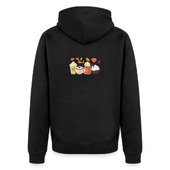 Autumn Coffee Pumpkin Spice Latte Autumn Leaves - Unisex Premium Organic Zip Hoodie - black - Back - Nico (187cm)