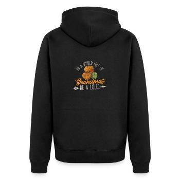 In einer Welt voller Omas Sei ein Lolli Kürbis - Unisex Premium Bio Zip Hoodie - Schwarz - Hinten - Nico (187cm)