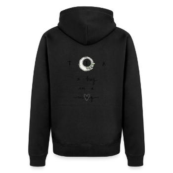Tea a hug in a mug - Unisex Premium Bio Zip Hoodie - Schwarz - Hinten - Nico (187cm)
