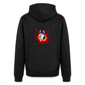 Conception de chien comique - Pow - Husky - Veste à capuche bio Premium Unisexe - noir - Dos - Nico (187cm)