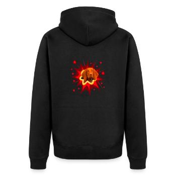 Conception de chien comique - Pow - Vizsla - Veste à capuche bio Premium Unisexe - noir - Dos - Nico (187cm)