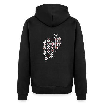 AMAZIGH BERBER KABYLE Z AMAZIGH KABYLE MOTIV - Unisex Premium Bio Zip Hoodie - Schwarz - Hinten - Nico (187cm)