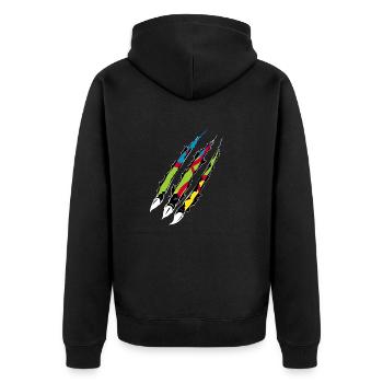 AMAZIGH SYMBOL BERBER Z IMAZIGHEN KABYLISCHES JUWEL - Unisex Premium Bio Zip Hoodie - Schwarz - Hinten - Nico (187cm)