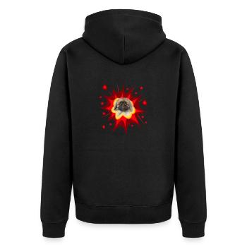 Comic Dog Design - Pow - Pekingese - Unisex Premium Organic Zip Hoodie - black - Back - Nico (187cm)