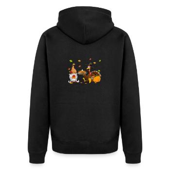 Happy Thanksgiving Türkei Gnome Kürbis Herbst - Unisex Premium Bio Zip Hoodie - Schwarz - Hinten - Nico (187cm)
