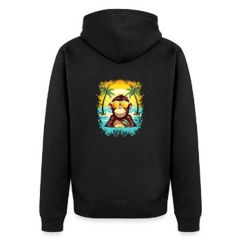 Beach Monkey Paradise: Lustiger und stilvoller Sommer - Unisex Premium Bio Zip Hoodie - Schwarz - Hinten - Nico (187cm)