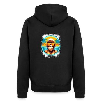 Monkey Beach Escape: Stand Out this Summer - Unisex Premium Organic Zip Hoodie - black - Back - Nico (187cm)