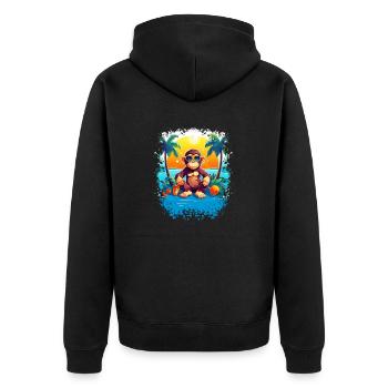 Tropical Monkey Paradise: Beac amusant et à la mode - Veste à capuche bio Premium Unisexe - noir - Dos - Nico (187cm)