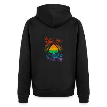 Gay Pride Parade LGBTQ+ Rainbow Flag Body Positive - Unisex Premium Organic Zip Hoodie - black - Back - Nico (187cm)