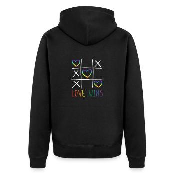 Fun LGBTQ LOVE WINS aux couleurs de l’arc-en-ciel de la Gay Pride - Veste à capuche bio Premium Unisexe - noir - Dos - Nico (187cm)