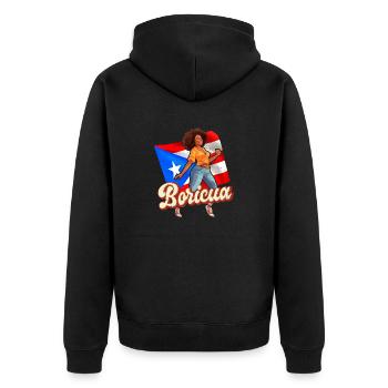 Afro latina boricua puerto rico karibischer tanz - Unisex Premium Bio Zip Hoodie - Schwarz - Hinten - Nico (187cm)