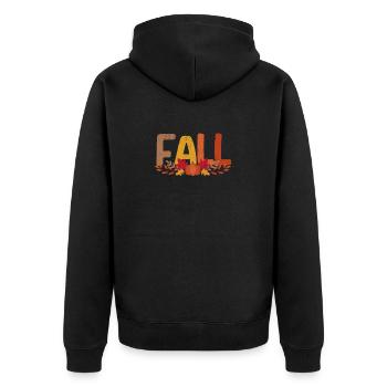 Autumn Leaves Funny Pumpkin Lovers Halloween - Unisex Premium Organic Zip Hoodie - black - Back - Nico (187cm)