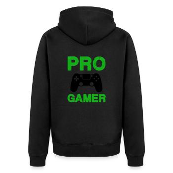 pro gamer - Unisex Premium Bio Zip Hoodie - Schwarz - Hinten - Nico (187cm)
