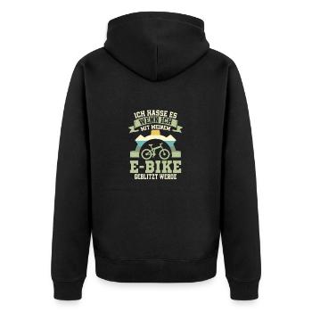 Ich hasse es mit meinem E-Bike geblitzt werden Ebi - Unisex Premium Bio Zip Hoodie - Schwarz - Hinten - Nico (187cm)