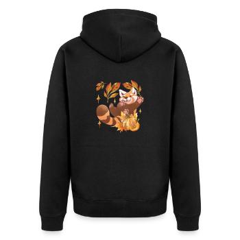 Niedliche rote Panda Tier Herbst Blätter Herbst - Unisex Premium Bio Zip Hoodie - Schwarz - Hinten - Nico (187cm)