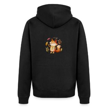 Niedliche rote Panda Tier Herbst Blätter Herbst - Unisex Premium Bio Zip Hoodie - Schwarz - Hinten - Nico (187cm)