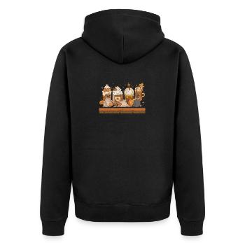 Tasse à café d’automne Carlin amoureux Épice de citrouille - Veste à capuche bio Premium Unisexe - noir - Dos - Nico (187cm)
