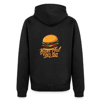 Buns Out Fun's Out Hamburger Food Meat Buns - Unisex Premium Organic Zip Hoodie - black - Back - Nico (187cm)