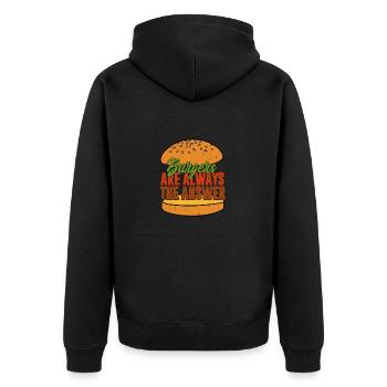Burgers Are Always The Answer Hamburger Food Meat - Unisex Premium Bio Zip Hoodie - Schwarz - Hinten - Nico (187cm)