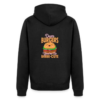 Dear, Burgers. You're So Barbe-Cute. Meat Buns Ham - Unisex Premium Bio Zip Hoodie - Schwarz - Hinten - Nico (187cm)