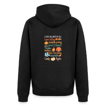 Ich liebe den Herbst am meisten Herbstblätter - Unisex Premium Bio Zip Hoodie - Schwarz - Hinten - Nico (187cm)