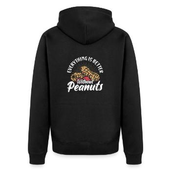 Everything Is better Without Peanuts Awareness Nut - Unisex Premium Organic Zip Hoodie - black - Back - Nico (187cm)