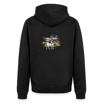 Whitetail Buck Deer Hunting American Flag - Unisex Premium Organic Zip Hoodie - black - Back - Nico (187cm)