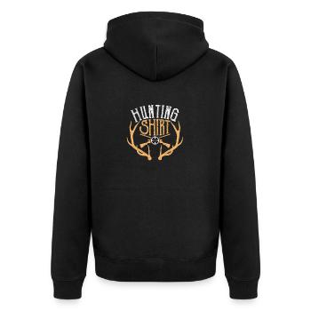 Hirschjagd Hemd Whitetail Buck Antlers Elk Hunter - Unisex Premium Bio Zip Hoodie - Schwarz - Hinten - Nico (187cm)