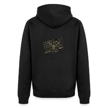 Chasse au cerf, drapeau de camouflage, camouflage, wapiti, américain - Veste à capuche bio Premium Unisexe - noir - Dos - Nico (187cm)