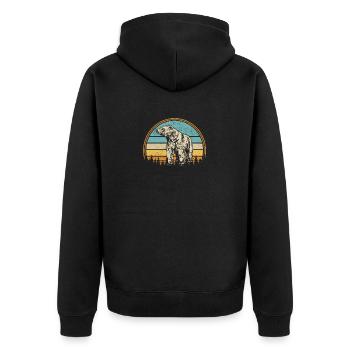 Retro Tier Wald Liebhaber Vintage Grizzly Braunbär - Unisex Premium Bio Zip Hoodie - Schwarz - Hinten - Nico (187cm)