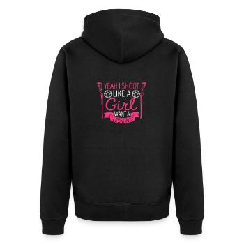 Ouais je tire comme une fille veut une leçon de chasse - Veste à capuche bio Premium Unisexe - noir - Dos - Nico (187cm)