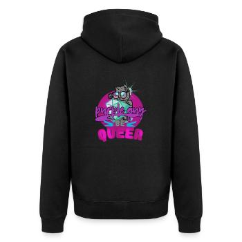 Queer - Chat mignon - Veste à capuche bio Premium Unisexe - noir - Dos - Nico (187cm)