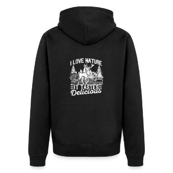 J’aime la nature Il a un goût délicieux de cerf - Veste à capuche bio Premium Unisexe - noir - Dos - Nico (187cm)